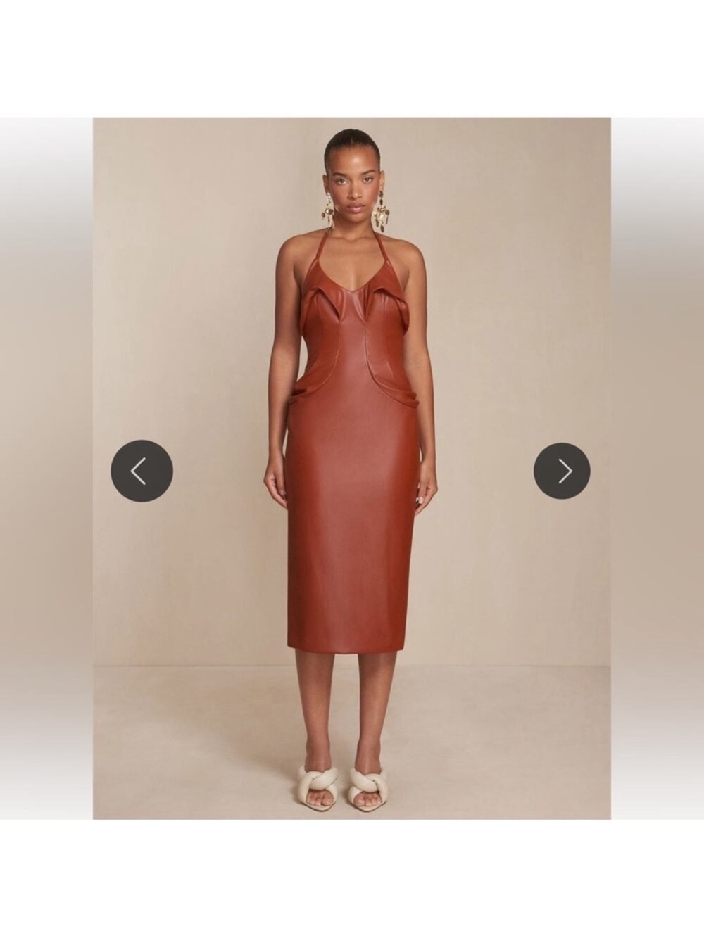 Cult Gaia Zahora Faux-Leather Halter Dress